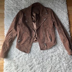 Brown suede moto jacket from Blank NYC